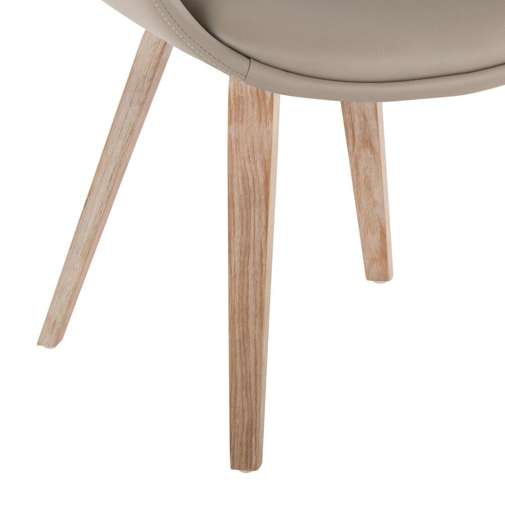 LumiSource Curvo Contemporary Upholstered Chair in Whitewashed Wood and Light Grey Faux Leather by LumiSource - Set of 2, , large
