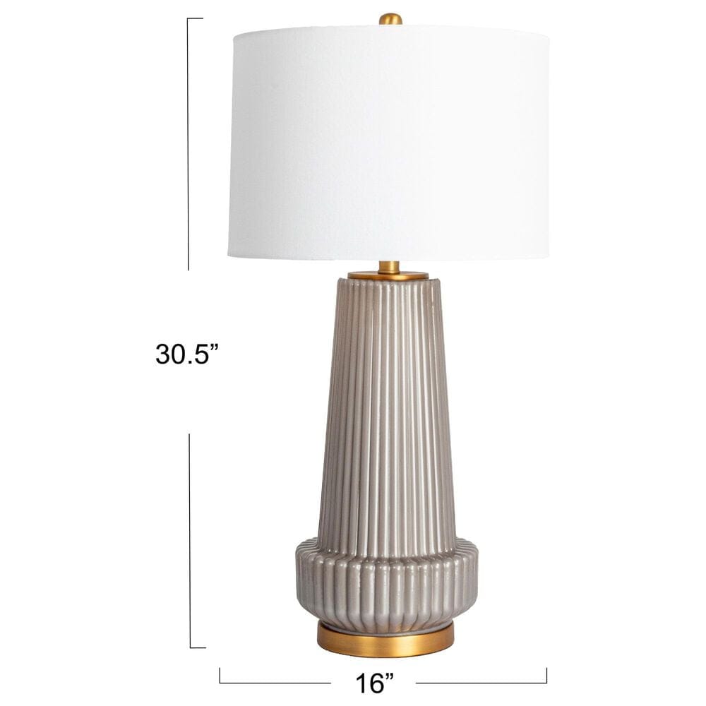 Creative Coop Bernadette Ribbed Glass Table Lamp in Gray, , large