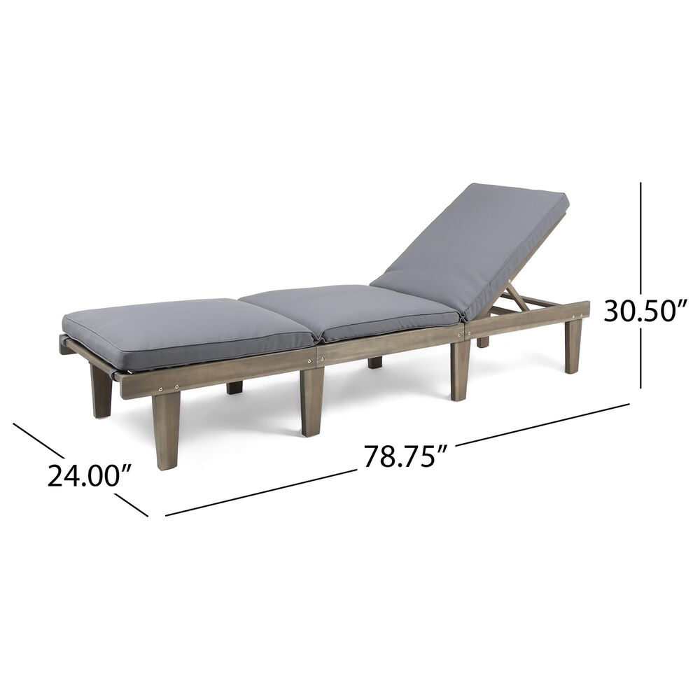 Hearth and Haven Ariana Outdoor Wood Chaise Lounge with Cushions in Grey, , large