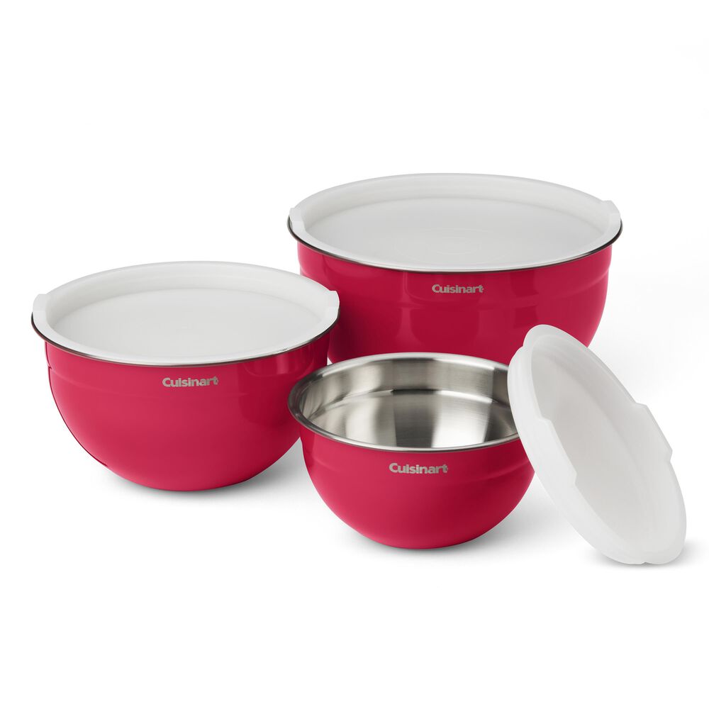 Cuisinart 3-Piece Mixing Bowl Set with Lid in Red, , large