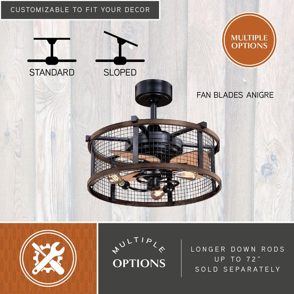 Vaxcel Humboldt 21" LED Ceiling Fan in Oil Rubbed Bronze and Burnished Teak, , large