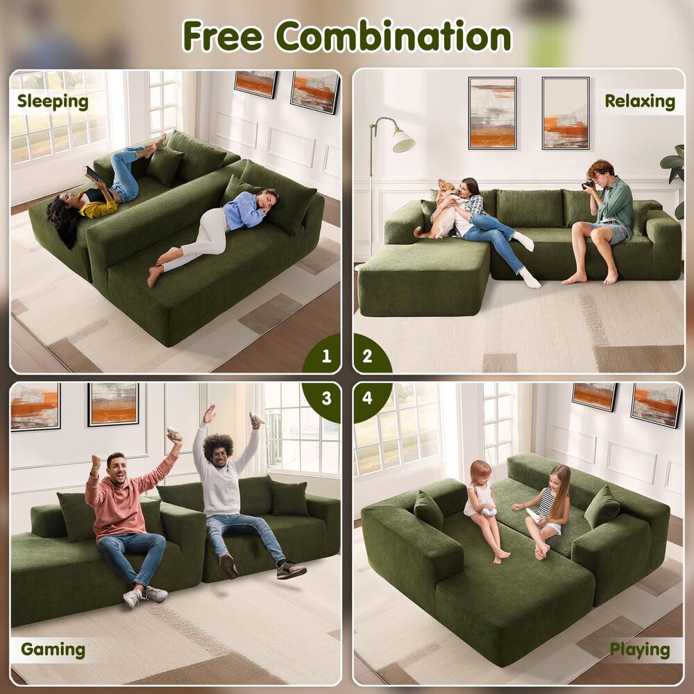 Noviland HOMLUX 2-Piece Mod Sectional with LAF Chaise in Green, , large