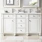 James Martin Vanities Bristol 60" Double Bathroom Vanity in Bright White with Single Hole 3 cm White Zeus Quartz Top and Rectangular Sinks, , large
