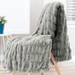 50" x 65" Ruched Faux Fur Throw Blanket in Tan Sage, , large