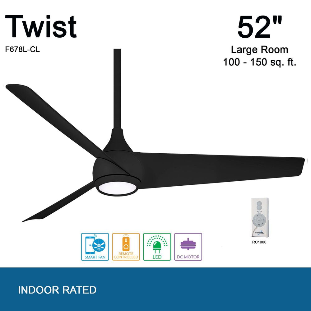 Minka-Aire Twist 52" Ceiling Fan with LED Light in Coal, , large