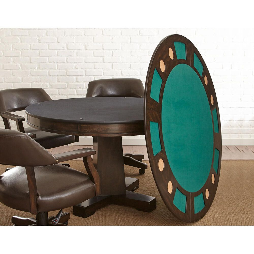 STEVE SILVER Rudy 5-Piece Round Game Table Set in Medium Walnut, , large