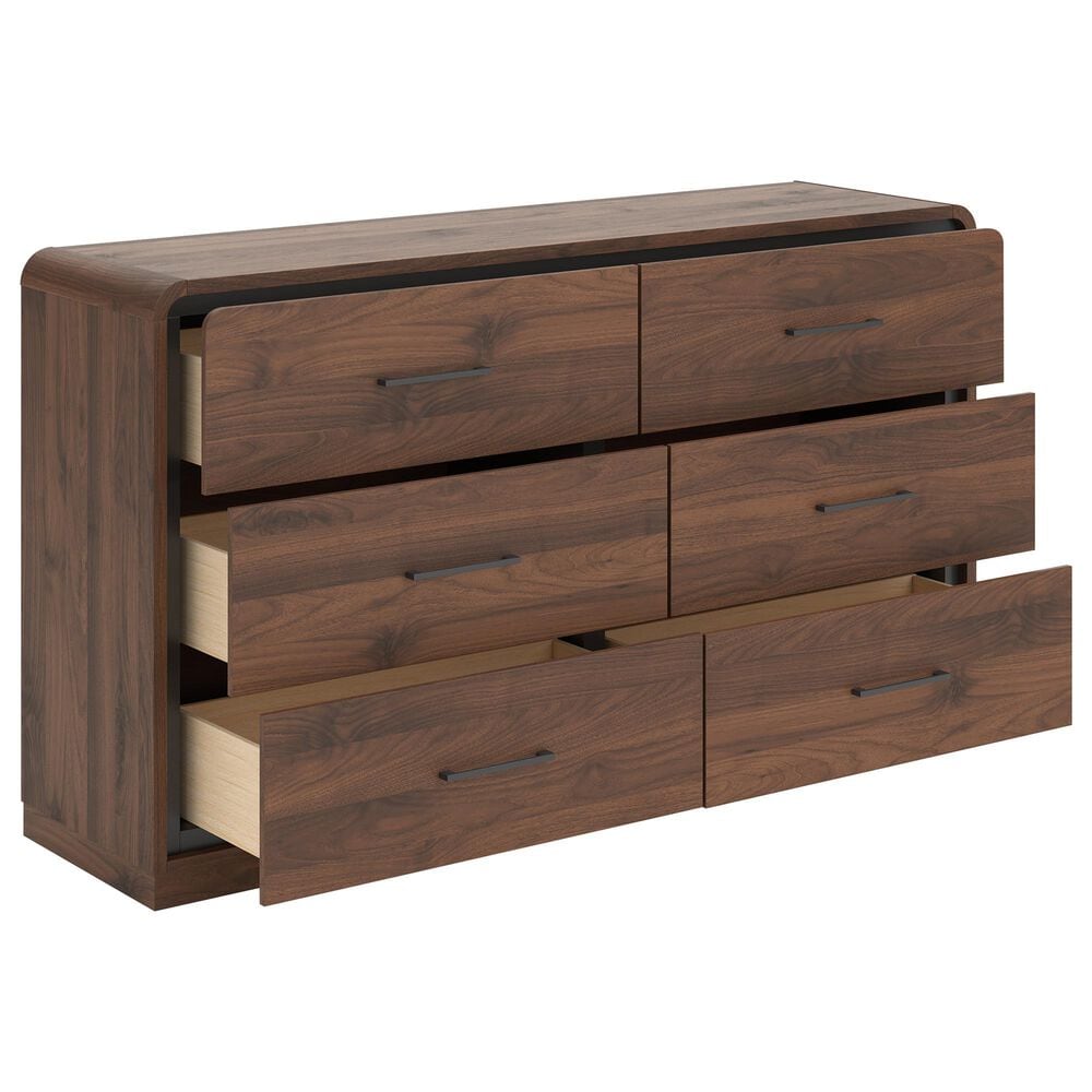 Ashley Fortlorn 6-Drawer Dresser in Walnut Brown, , large