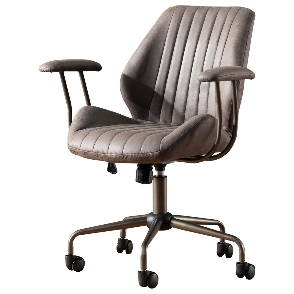 HOMLUX Mid Back Ergonomic Office Chair with Suede Leather in Gray, , large
