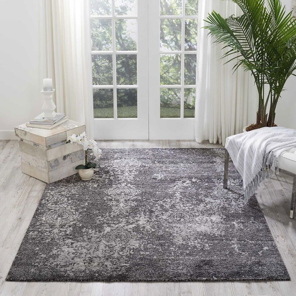 Nourison Silk Shadows 7&#39;9&quot; x 9&#39;9&quot; Graphite Area Rug, , large