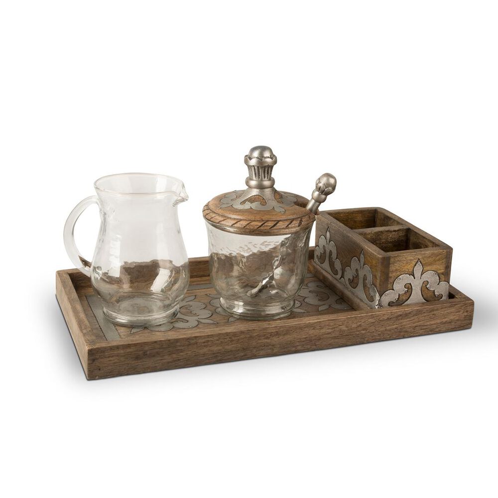 The Gerson Company GG Collection Wood Cream & Sugar Set, , large