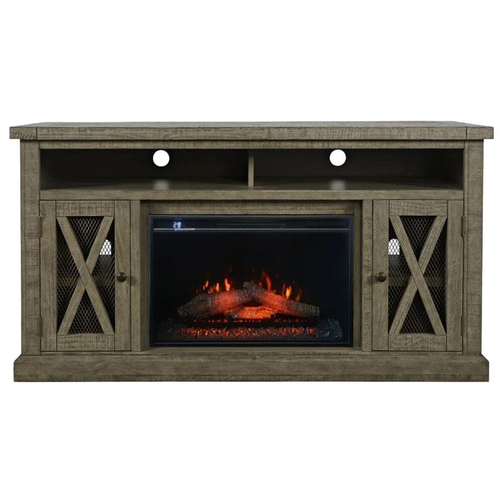 Waltham Telluride 60" TV Stand with Electric Fireplace in Driftwood, , large