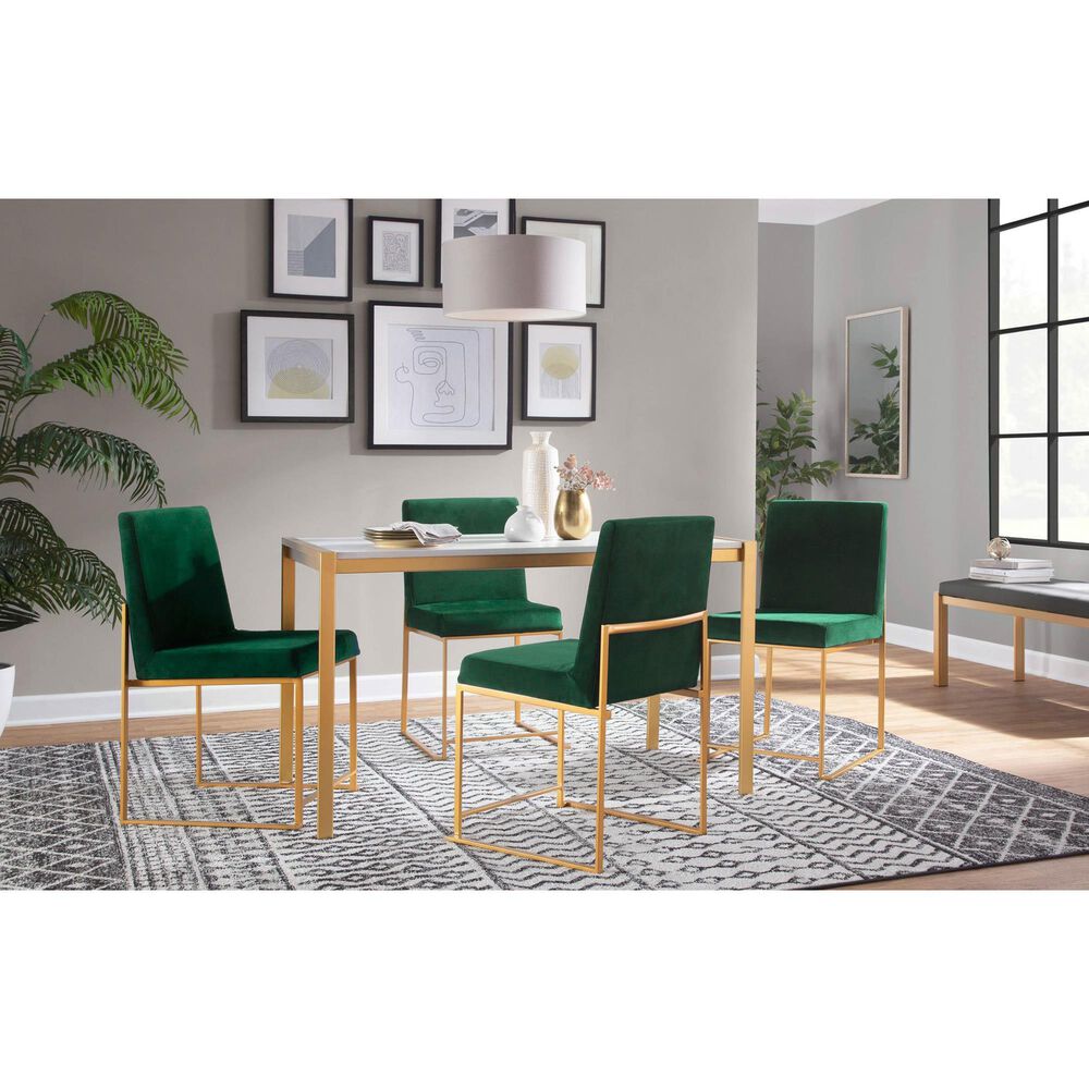 Lumisource Fuji Side Chair with Green Cushion in Gold &#40;Set of 2&#41;, , large