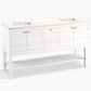 Kohler Helst 60" Double Bathroom Vanity in White with 3 cm Bianco Bella Quartz Top and Rectangular Sinks, , large