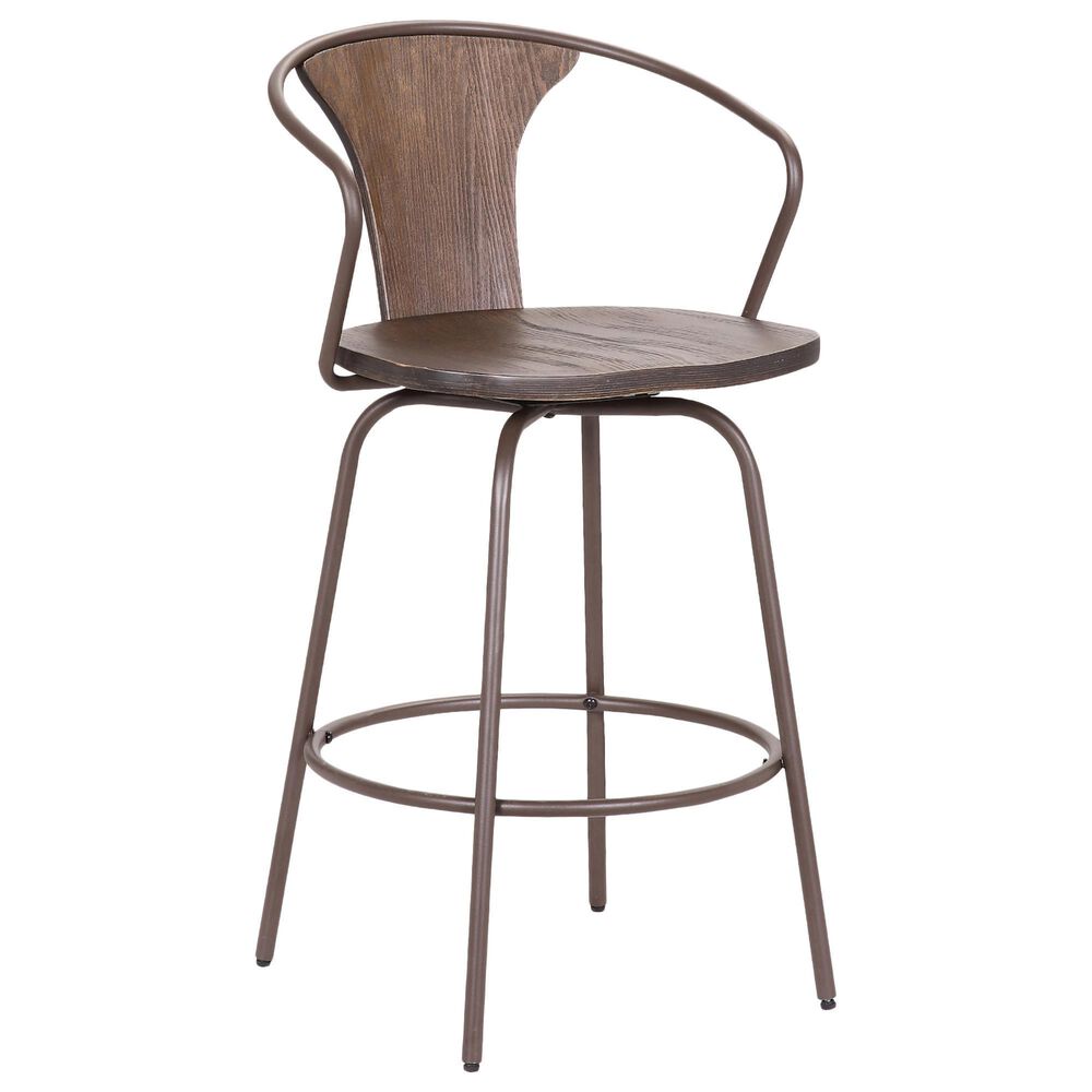 Armen Living Payton 30" Swivel Barstool in Brown, , large