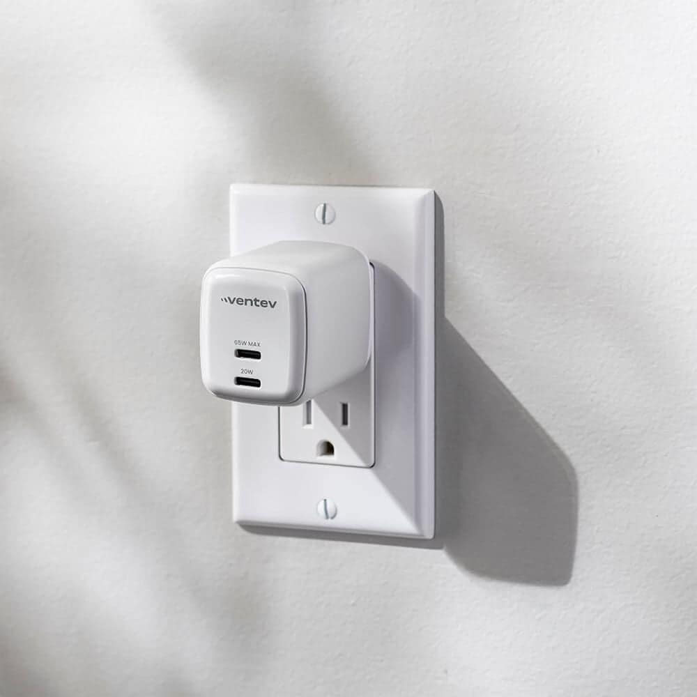 Ventev 65W Dual USB-C GaN Mini Wall Charger in White, , large