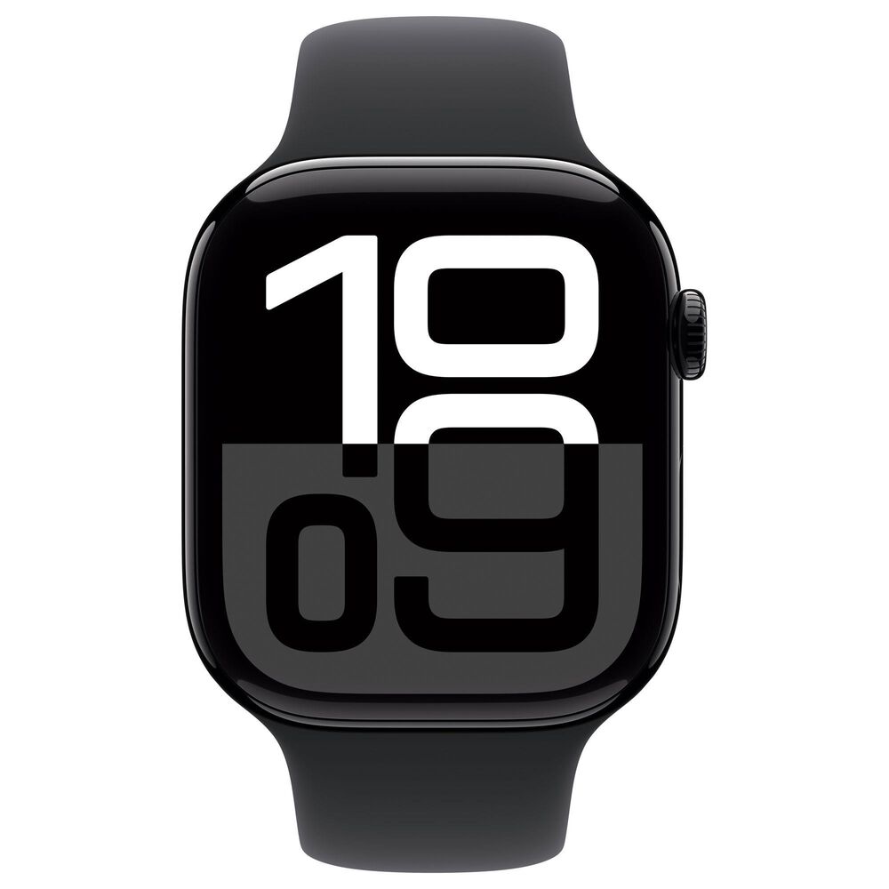 Apple Watch Series 10 GPS 46mm Jet Black Aluminum Case with Black Sport Band - M/L, , large