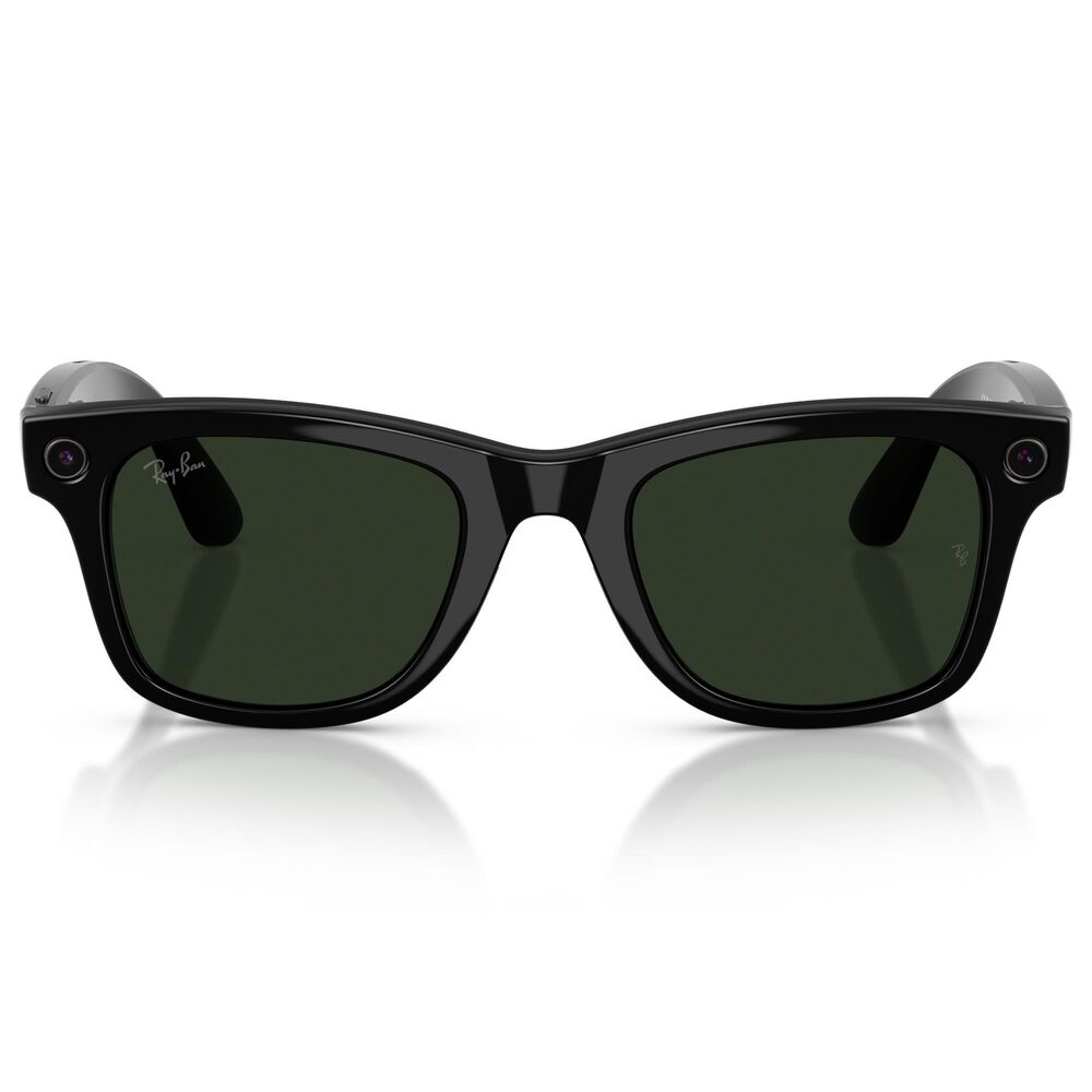 Rayban Glasses Wayfarer Gen 2 50mm Sunglasses with Clear and Graphite Green Transitions Lenses in Shiny Black, , large