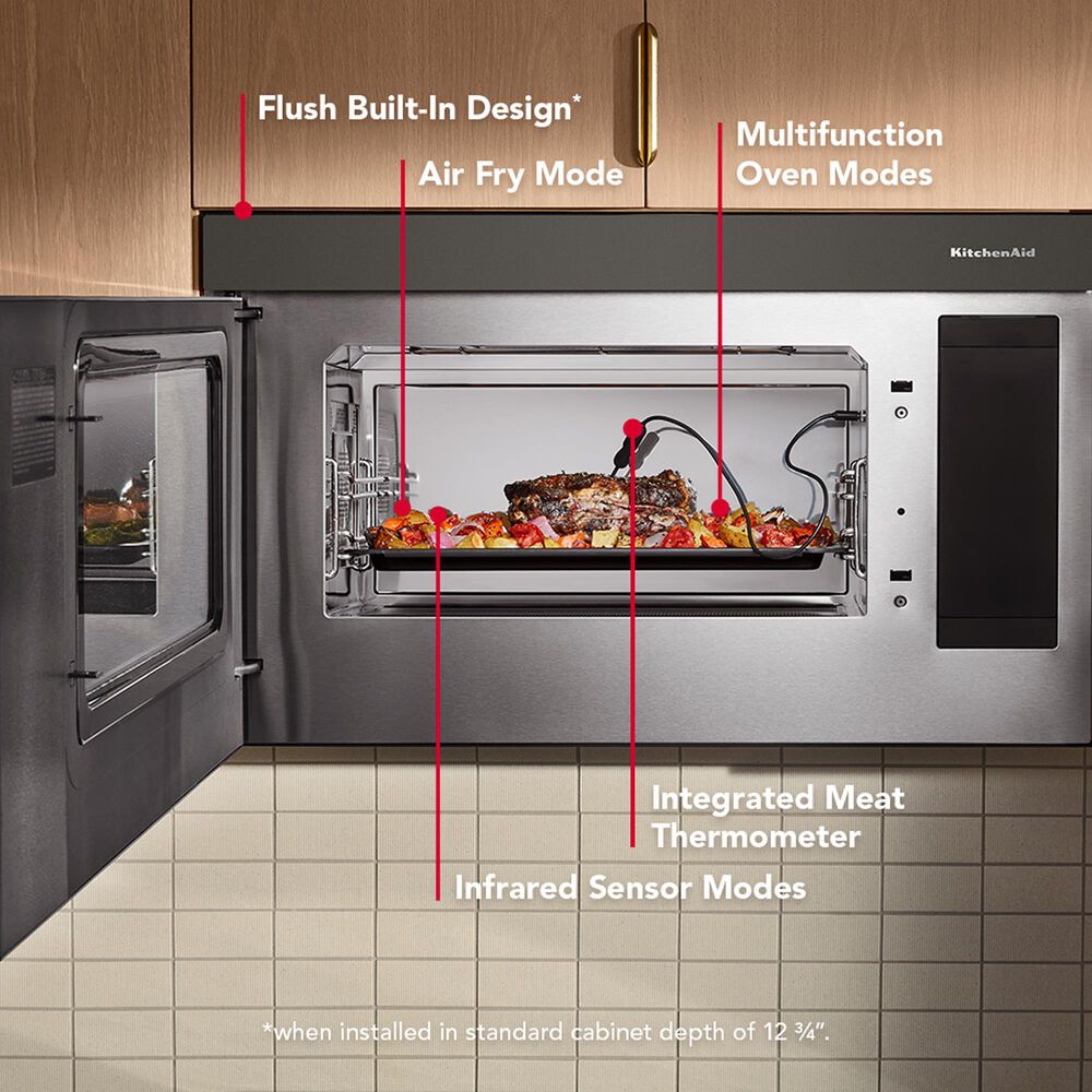 KitchenAid 2-Piece Kitchen Package with 30" Slide-In Smart Electric Range and 30" Over-the-Range Microwave Oven in Black Ore, , large