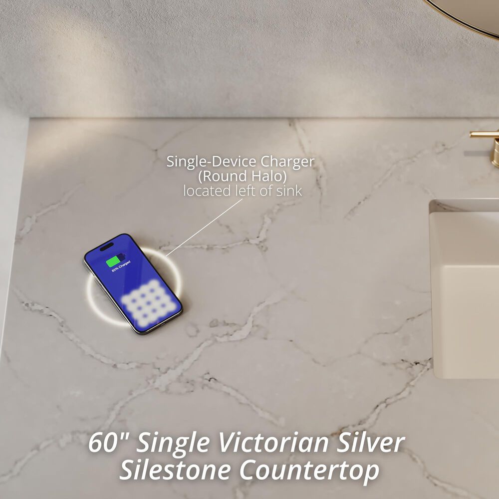 James Martin Vanities Amberly 60" Single Bathroom Vanity in Mid-Century Walnut with 3 cm Eternal Jasmine Pearl Silestone Top, Rectangular Sink and FreePower Wireless Charger, , large