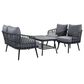 Hearth and Haven 4-Piece Patio Conversation Set with Gray Cushion in Black, , large