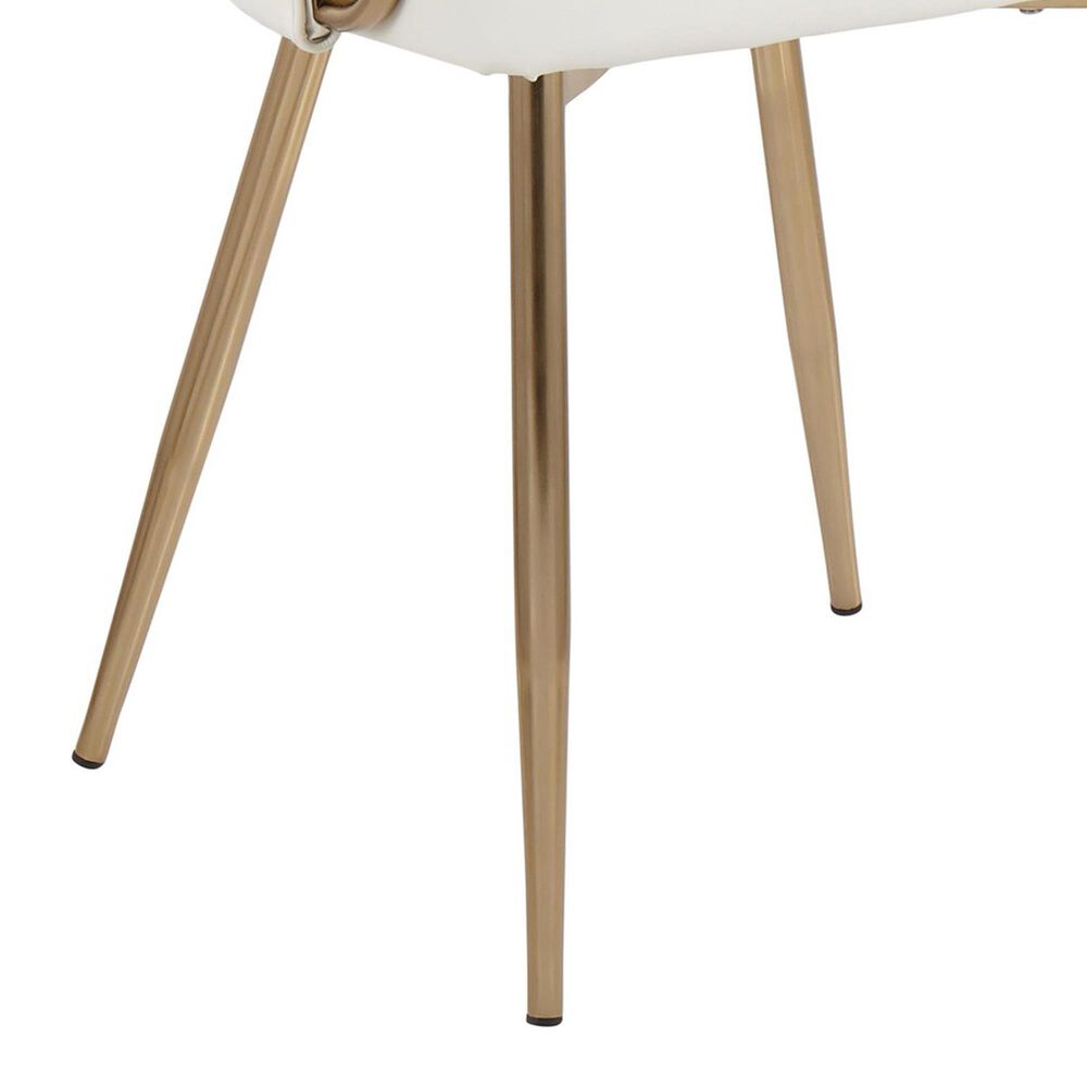 LumiSource Claire Arm Chair with White Faux Leather Cushion in Gold (Set of 2), , large