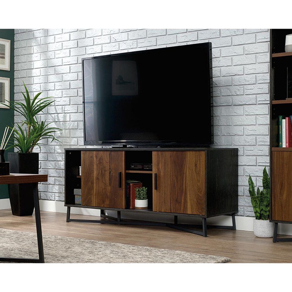 Sauder Canton Lane 54&quot; TV Credenza in Brew Oak, Grand Walnut and Black, , large