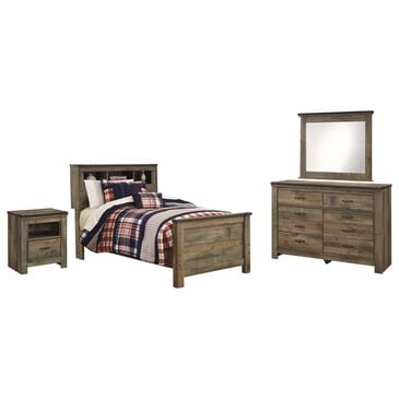 Ashley Trinell 4-Piece Twin Bookcase Bedroom Set in Brown, , large