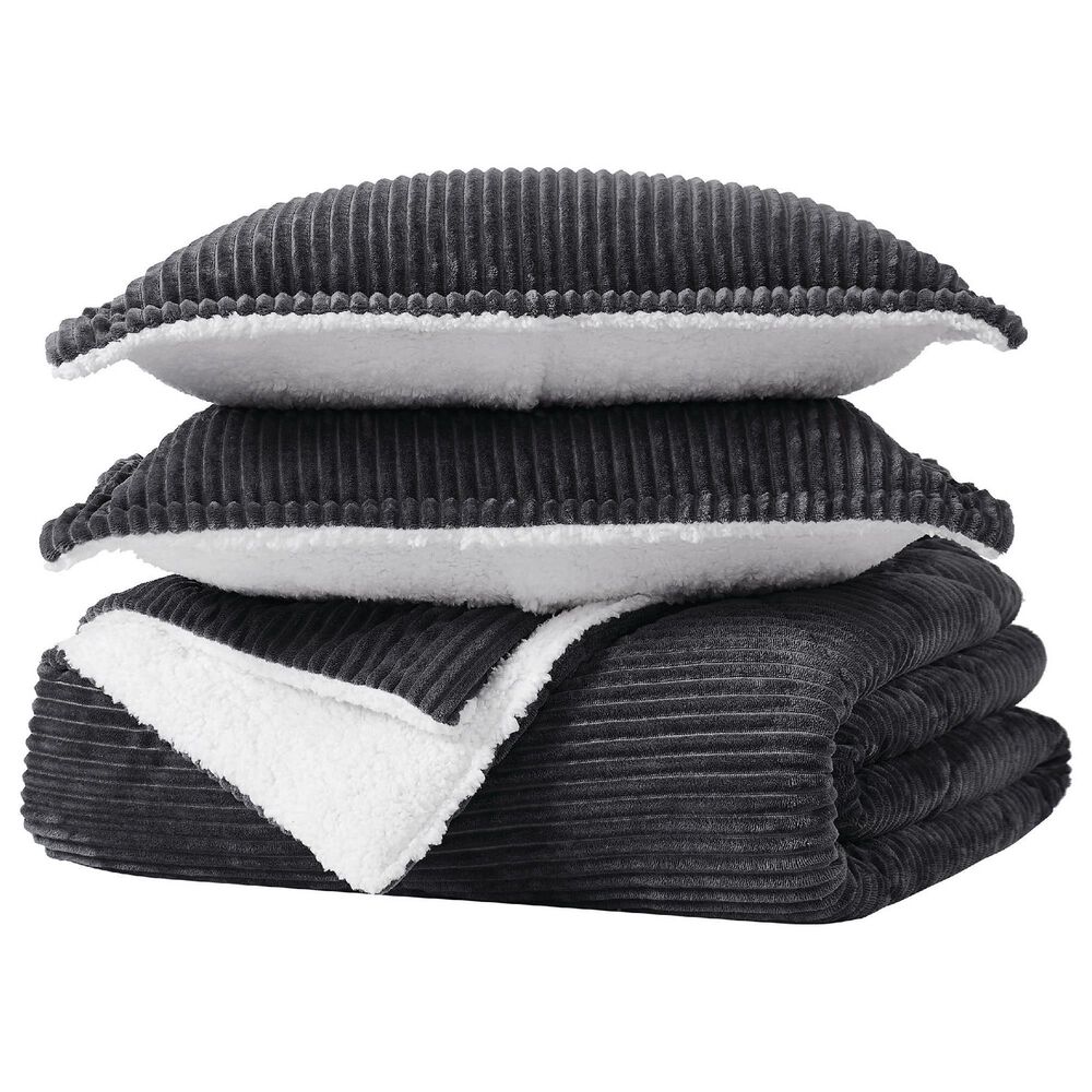 Pem America Corduroy 3-Piece Full/Queen Comforter Set in Grey, , large