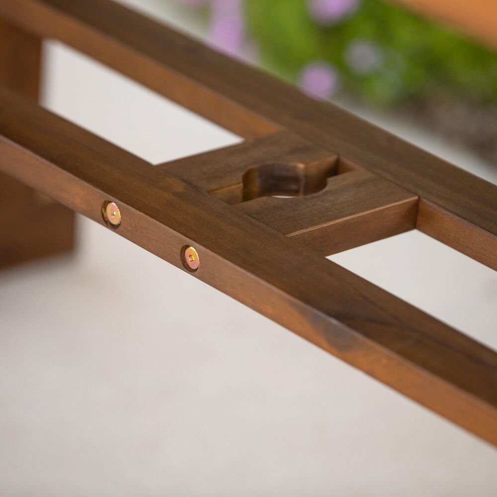 Walker Edison Acacia Wood Patio Butterfly Dining Table in Dark Brown