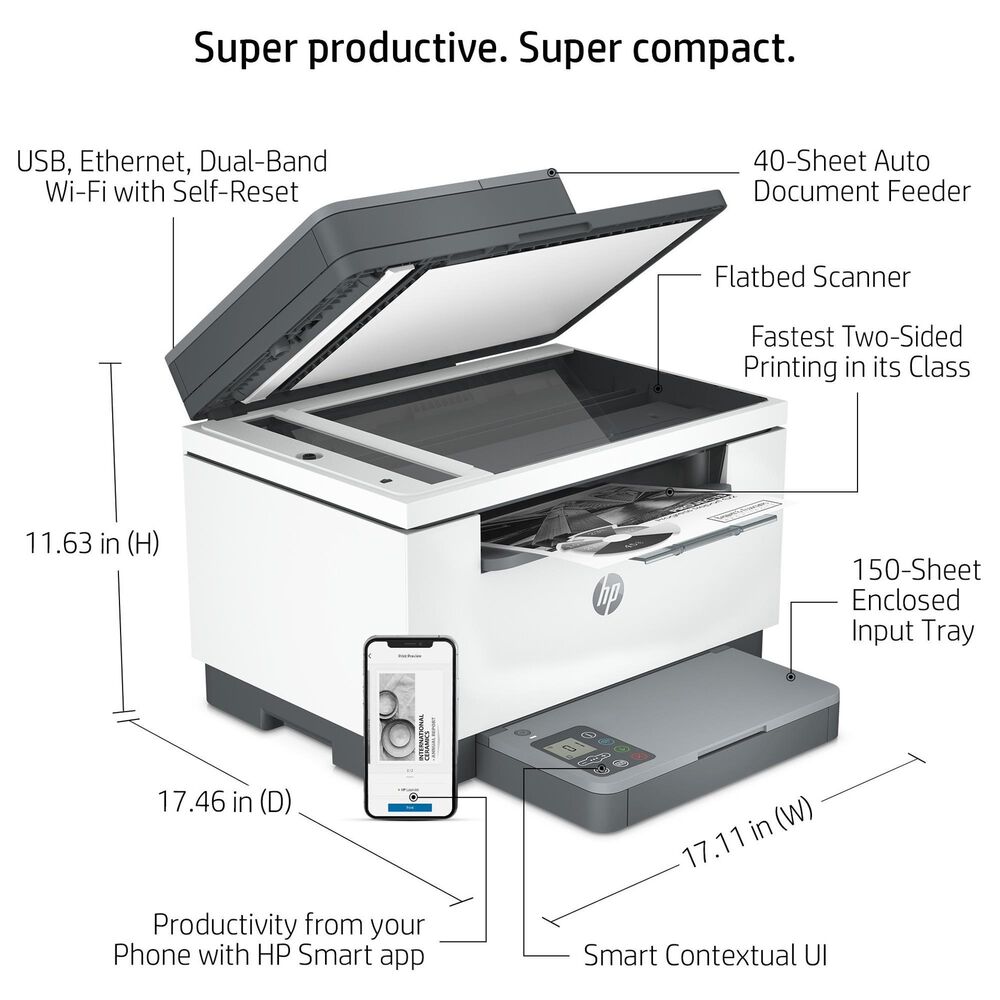 HP LaserJet MFP M234SDW All-in-One Wireless Printer in White, Black and Gray, , large