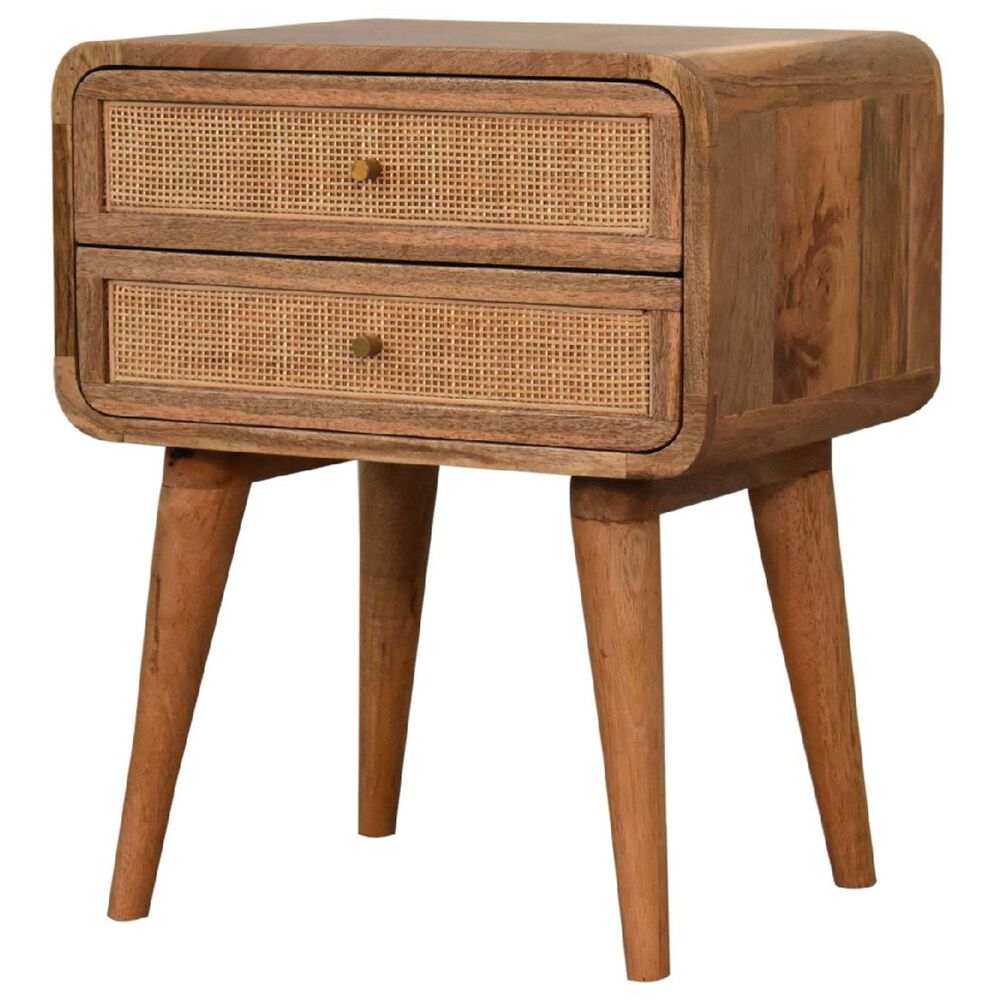 Hearth and Haven 2-Drawer Nightstand with Nordic Legs in Oak and Light Brown, , large