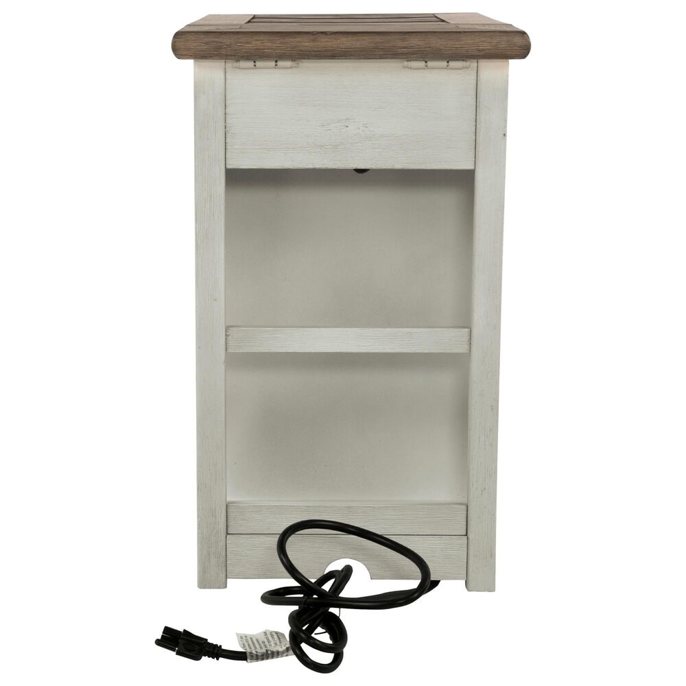 Ashley Bolanburg Chairside Table with USB in Weathered Oak and Antique White, , large