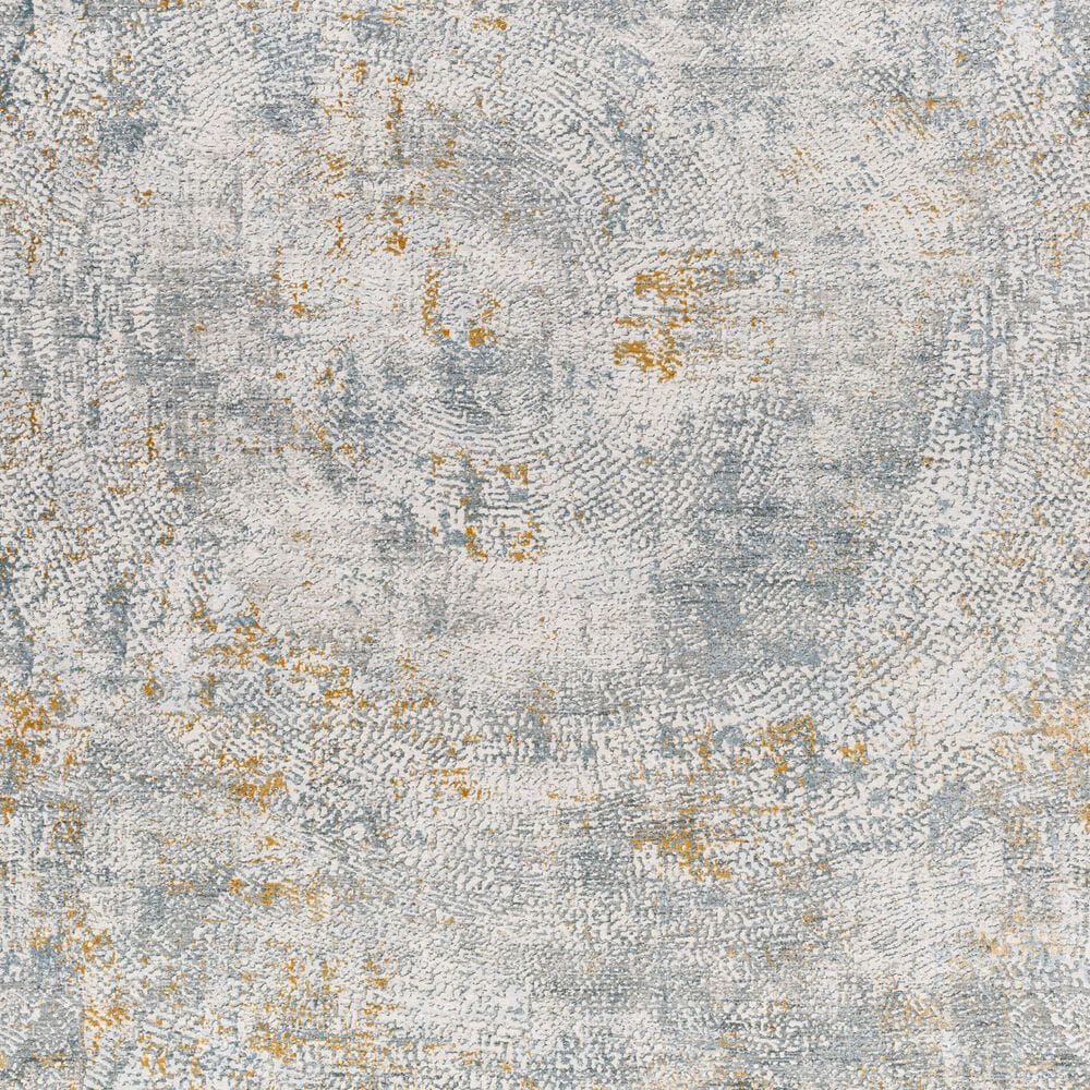 Surya Dresden DRE-2320 White, Medium Gray, Light Slate, Gray, Denim and Mustard 6&#39;7&quot; x 9&#39;6&quot; Area Rug, , large