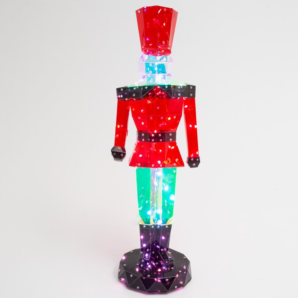 The Gerson Company USB Electric RGB Lighted Holographic Holiday Toy Soldier in Multicolor, , large