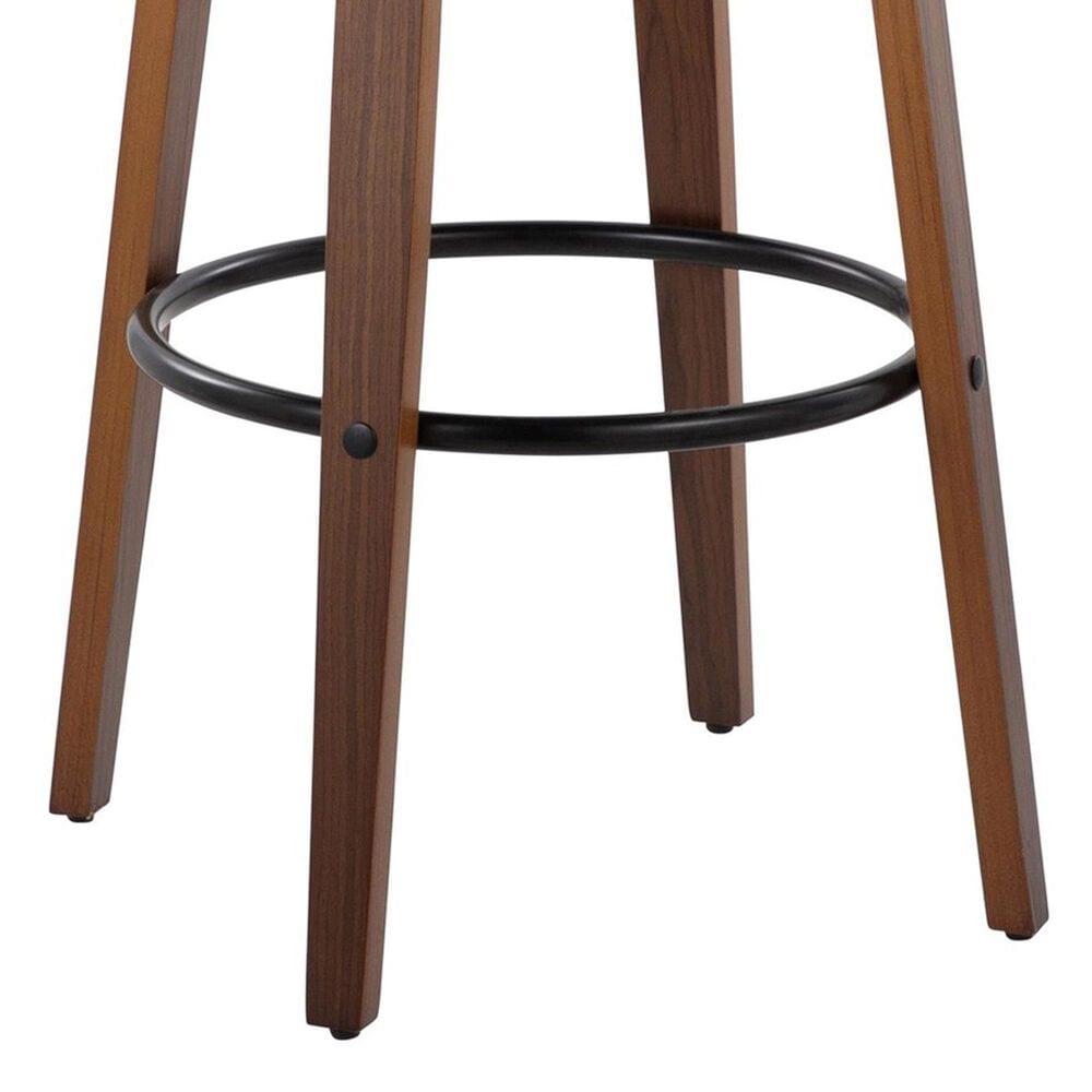 LumiSource Lombardi 30" Swivel Barstool with Grey Faux Leather Upholstery in Walnut and Black (Set of 2), , large