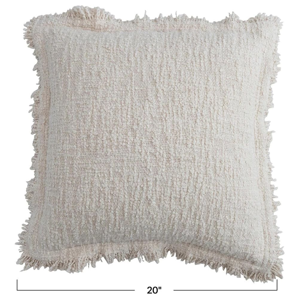 Teak Interiors 20&quot; x 20&quot; Throw Pillow with Fringe and Flanged Edge in Natural, , large