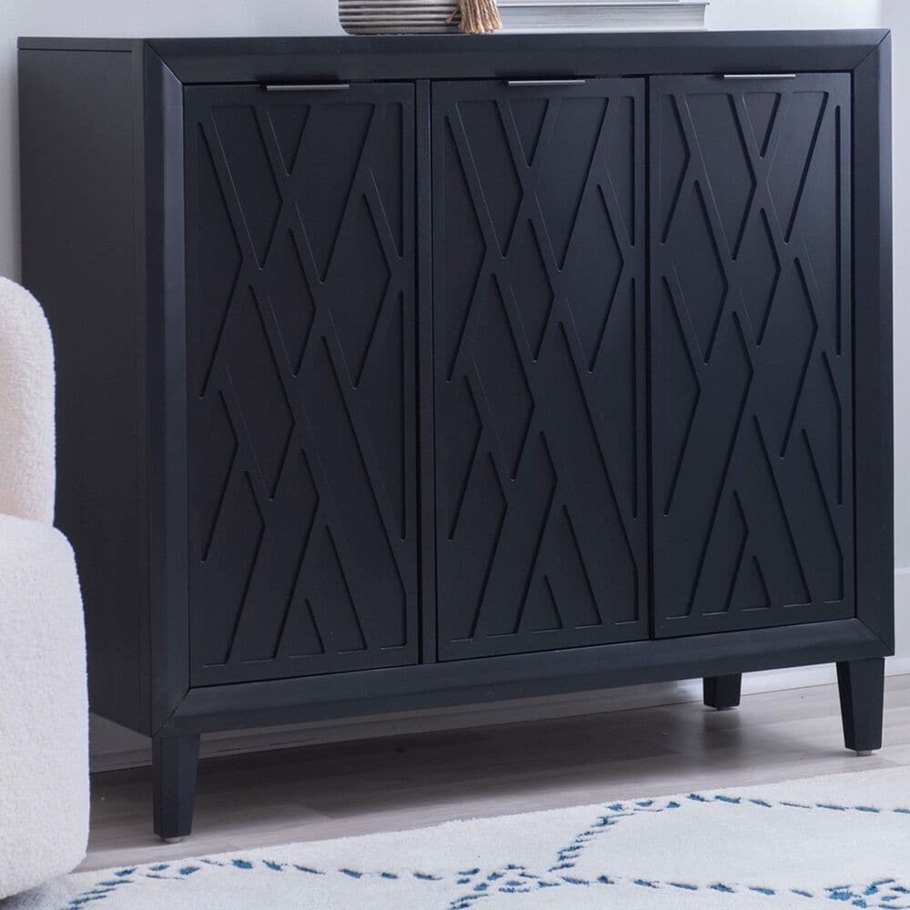 Linon Home Decor Miles 3-Door Accent Cabinet in Midnight Blue, , large