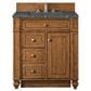 James Martin Vanities Bristol 30" Single Bathroom Vanity in Saddle Brown with 3 cm Parisien Bleu Quartz Top and Rectangular Sink, , large