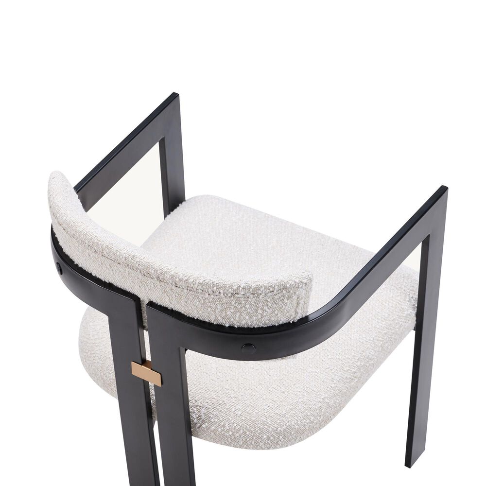 Morden Fort Boucle Armless Side Chair with White Cushion in Matte Black (Set of 2), , large