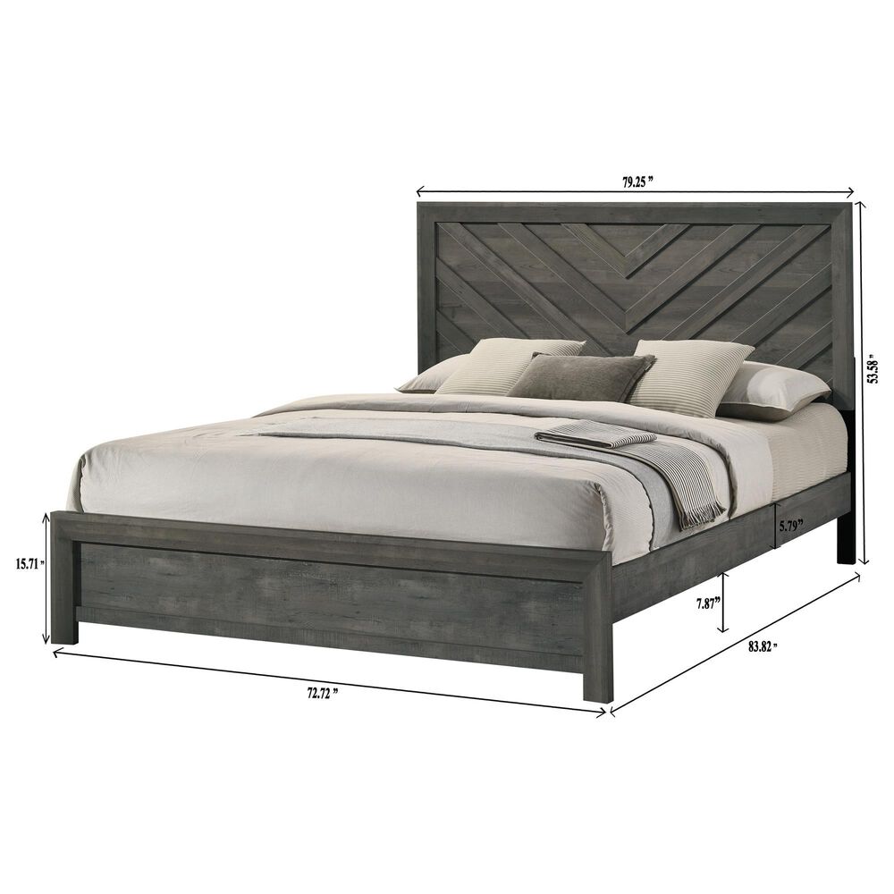 Crown Mark Valor King Panel Bed in Grey, , large
