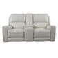Bassett Raymond Leather Power Reclining Console Loveseat in Vanilla, , large