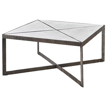 Furniture Worldwide Abstraction Cocktail Table in White and Aged Bronze, , large