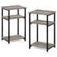 HOMLUX 3-Tier Metal Frame End Table with Storage Shelves in French Oak Grey and Black (Set of 2), , large