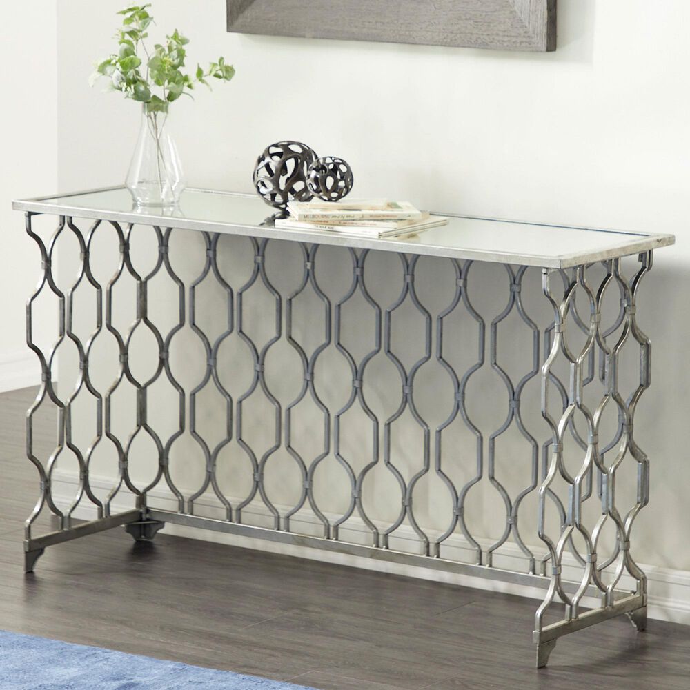Maple and Jade Frame Console Table in Silver, , large