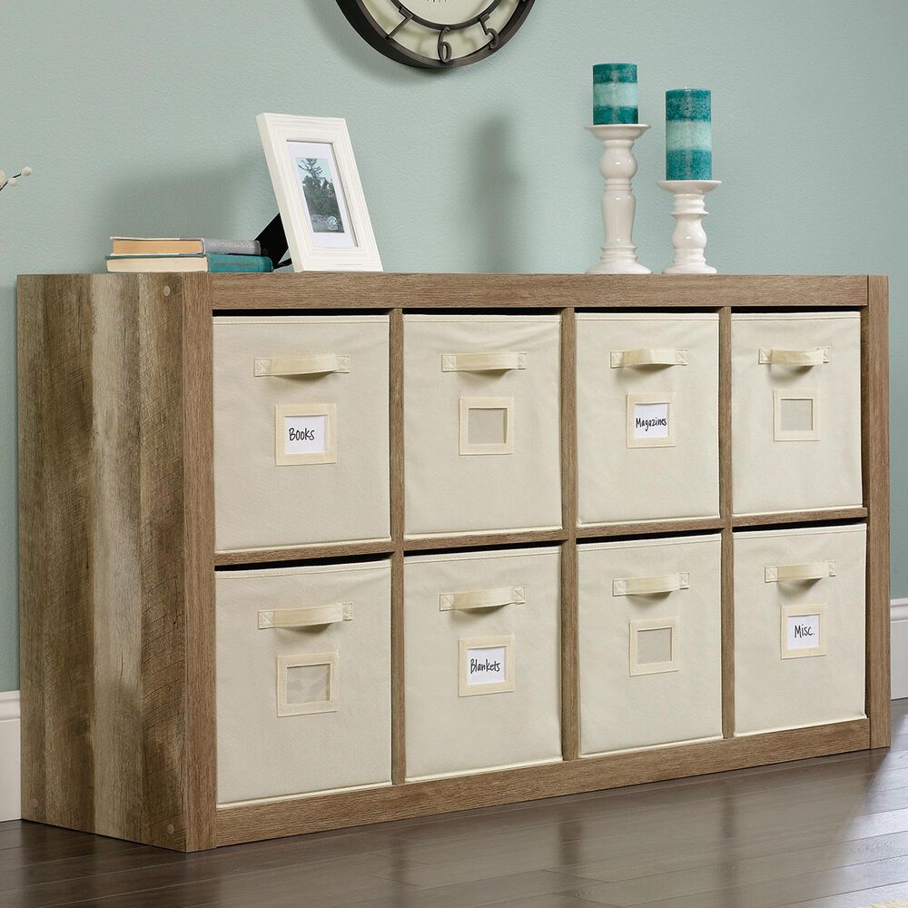 Sauder StowAway 8Cube Organizer in Lintel Oak Nebraska Furniture Mart