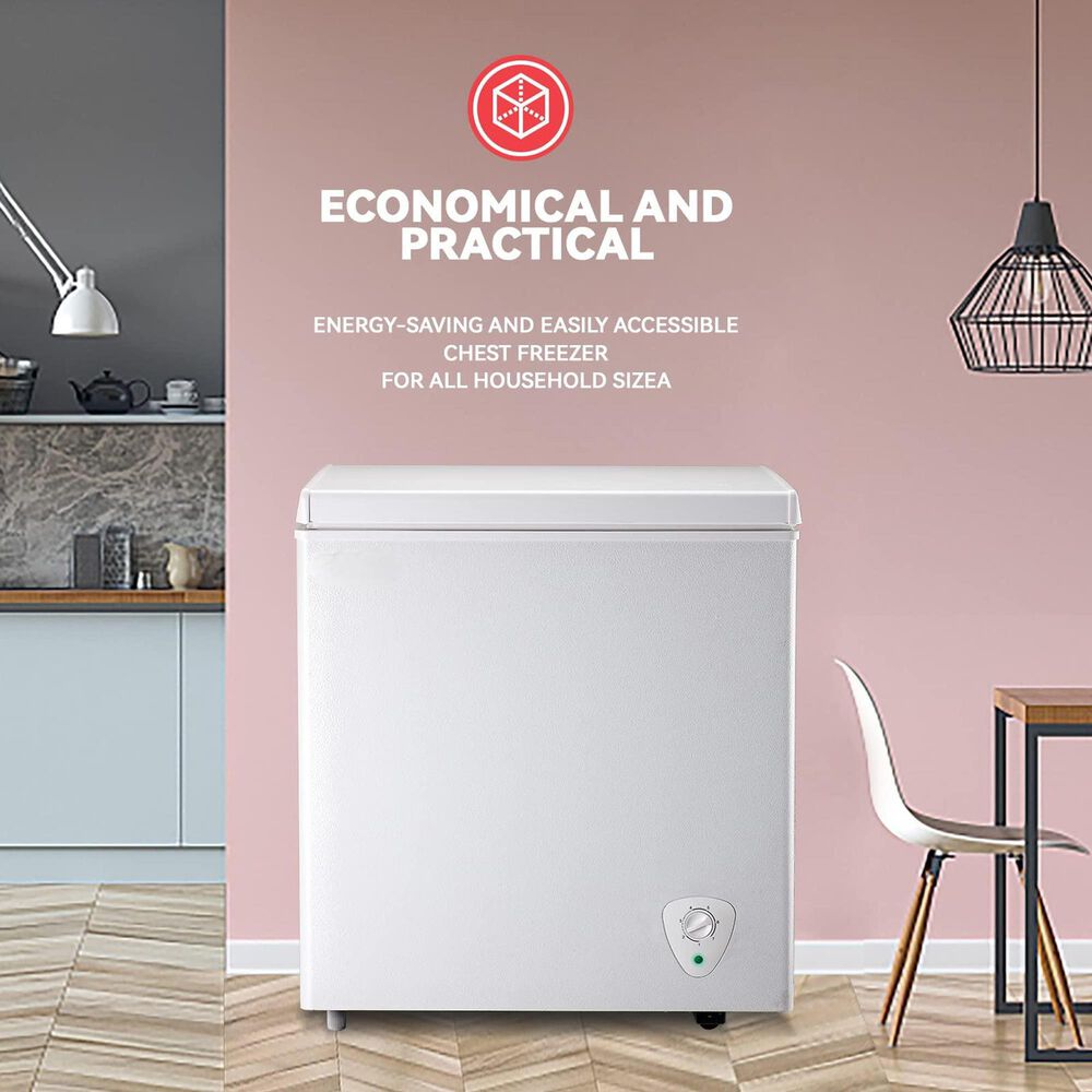 HOMLUX 5 Cu. Ft. Chest Freezer with Adjustable Thermostat in White, , large