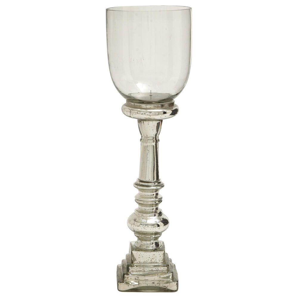 Maple and Jade 7&quot; x 22&quot; Hurricane Lamp in Silver, , large