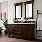 James Martin Vanities Brookfield 60" Double Bathroom Vanity in Burnished Mahogany with 3 cm Lime Delight Quartz Top and Rectangular Sinks, , large