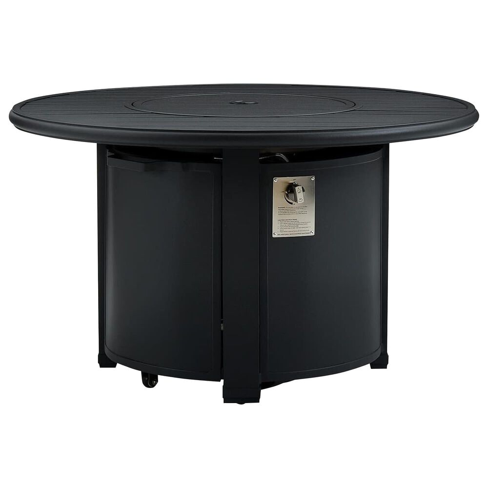 Winston Furniture Slat Top and Icon 5-Piece Round Firepit Chat Set in Textured Pewter, , large