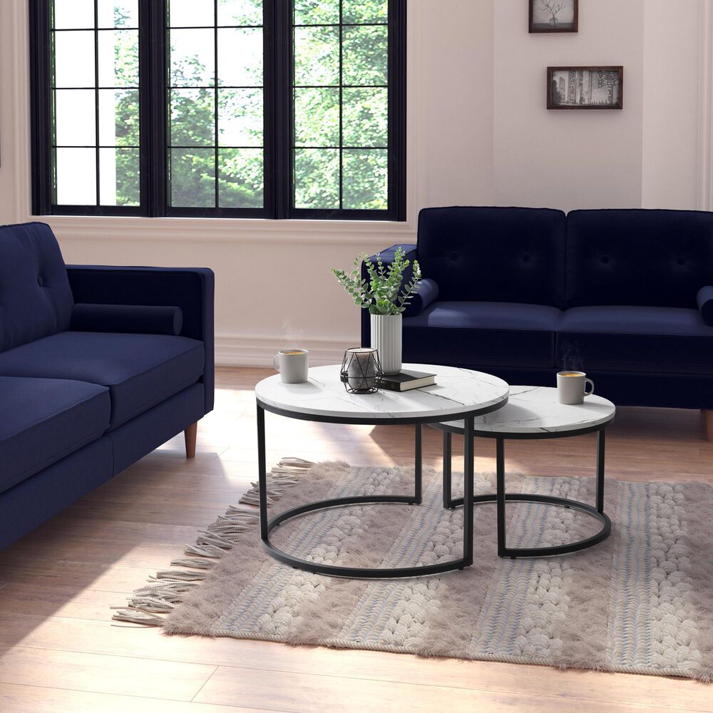 CorLiving Fort Worth Nesting Coffee Tables in White and Black &#40;Set of 2&#41;, , large